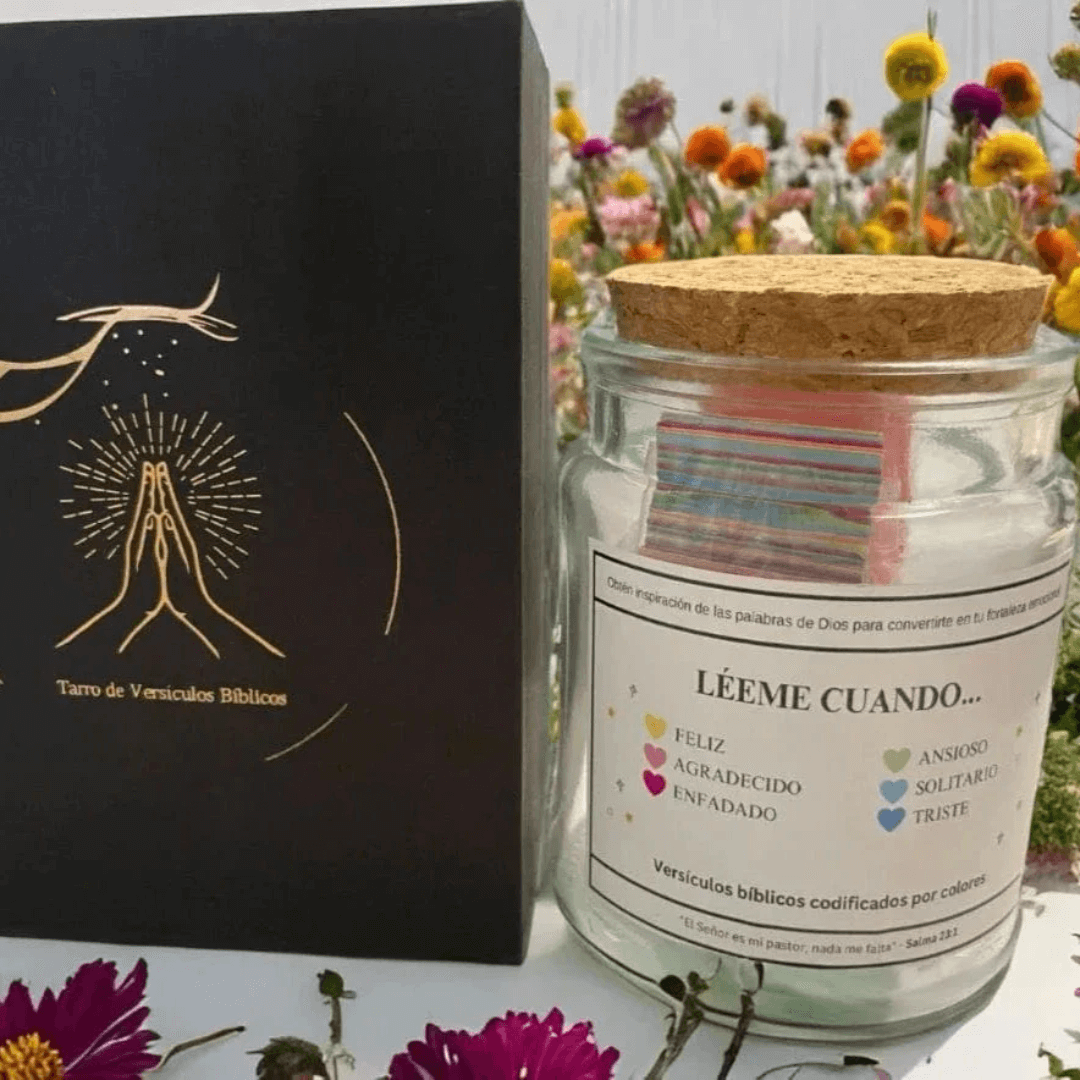 Tarro de Versiculo Bíblico (90 Días) | Hecho a mano (Viene con caja de regalo cristiana)