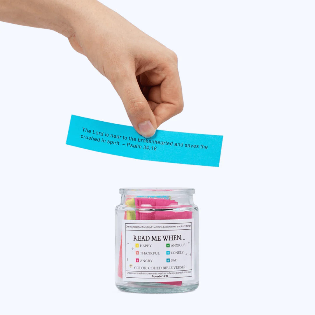 Handmade 90 Day Bible Verse Jar (Comes With Christian Gift Box)