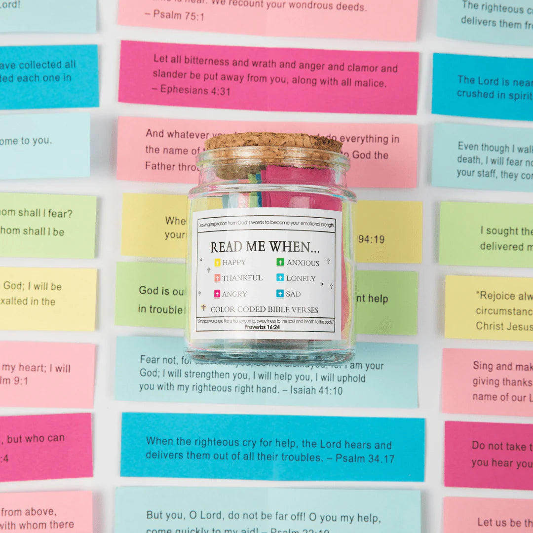 Handmade 90 Day Bible Verse Jar (Comes With Christian Gift Box)
