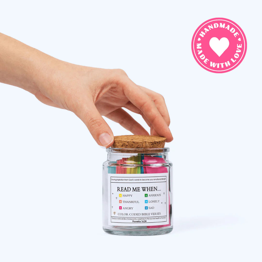 Handmade 90 Day Bible Verse Jar (Comes With Christian Gift Box)