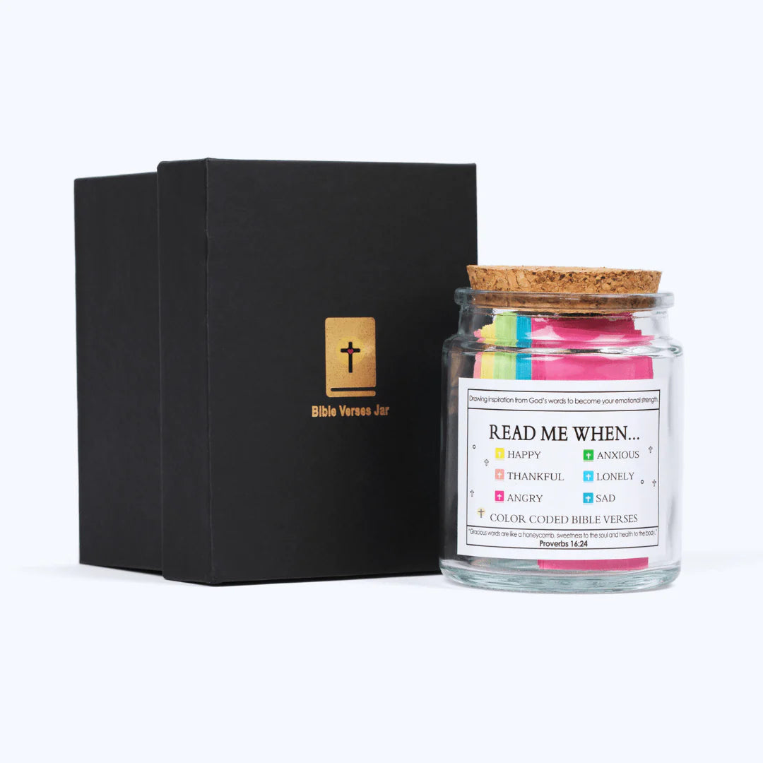 Handmade 90 Day Bible Verse Jar (Comes With Christian Gift Box)