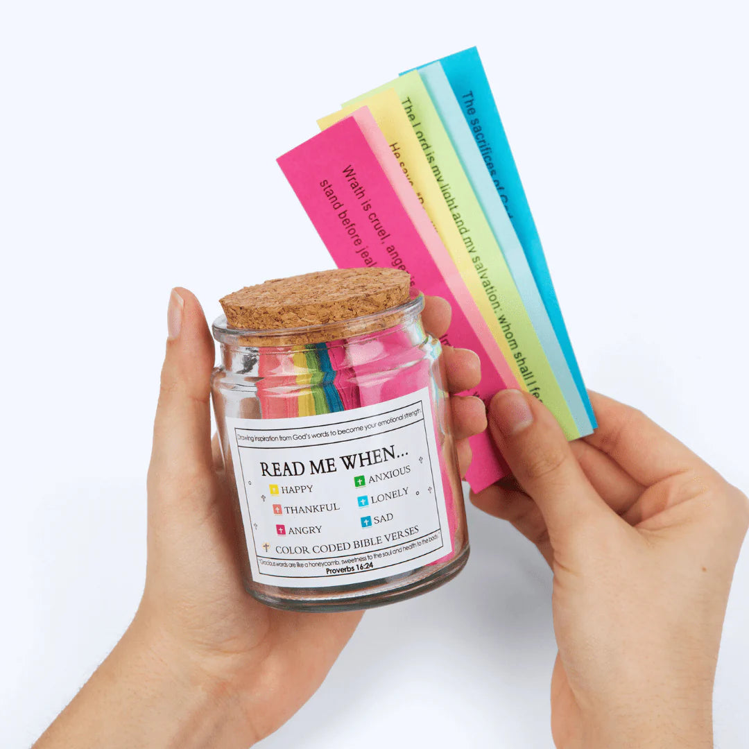 Handmade 90 Day Bible Verse Jar (Comes With Christian Gift Box)