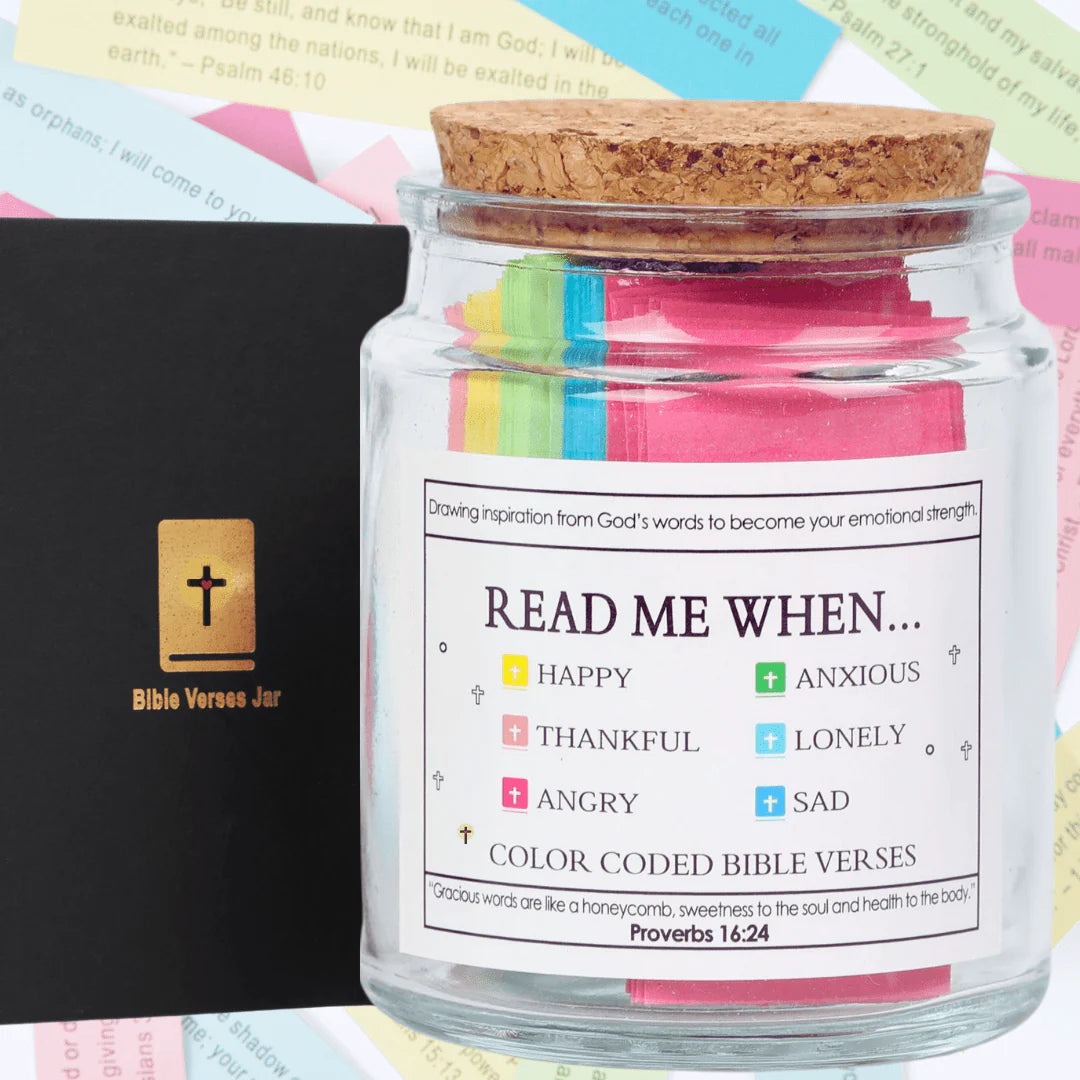 Handmade 90 Day Bible Verse Jar (Comes With Christian Gift Box)